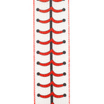 Load image into Gallery viewer, Baseball Laces Wired Edge Ribbon - White / Red Color -- 2.5" x 10 Yards
