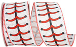 Load image into Gallery viewer, Baseball Laces Wired Edge Ribbon - White / Red Color -- 2.5" x 10 Yards
