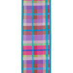 Load image into Gallery viewer, Close-up of bright pink purple and turquoise plaid 2-1/2 inch wired ribbon
