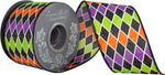 Load image into Gallery viewer, Halloween Diamond Colors - Glitter Wired Edge Ribbon -- Various Yard Sizes
