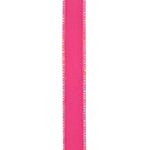 Load image into Gallery viewer, The solid hot pink reverse side of the deluxe backed ribbon, showcasing its premium textured surface and cleanly bound stitched edge profile.
