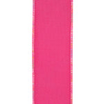 Load image into Gallery viewer, The solid hot pink reverse side of the deluxe backed ribbon, showcasing its premium textured surface and cleanly bound stitched edge profile.

