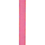 Load image into Gallery viewer, The solid pink reverse side of the dupioni backed ribbon, showcasing its premium textured slub surface and cleanly bound stitched edge profile.
