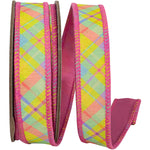 Load image into Gallery viewer, Springtime Plaid Deluxe Dupioni Backed Wired Edge Ribbon -- Various Sizes
