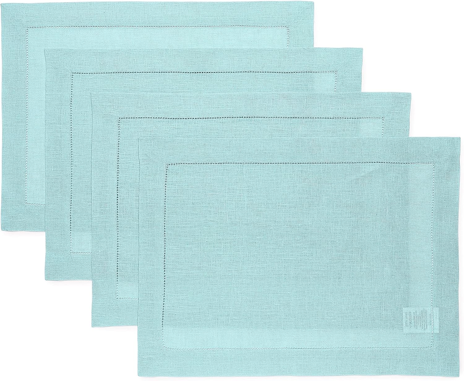 Hemstitched Table Linens (Aqua Blue Color)