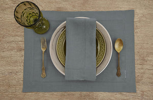 Hemstitched Table Linens (Dark Grey Color)