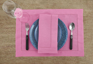 Hemstitched Table Linens (Pink Flamingo Color)