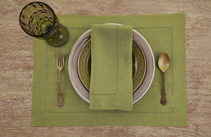 Hemstitched Table Linens (Avocado Color)