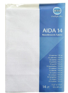 14 Count --- White Color --- AIDA 14 -- Pre-cut Needlework Fabric --- 15.5in x 17.5in  by RTO®