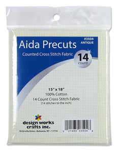 14 Count -- Antique Color --- Aida Pre-cut Counted Cross Stitch Fabric --- 15in x 18in by Design Works®