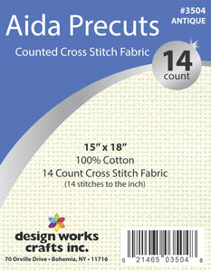 14 Count -- Antique Color --- Aida Pre-cut Counted Cross Stitch Fabric --- 15in x 18in by Design Works®