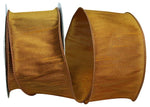 Load image into Gallery viewer, Florist Basics Dupioni Supreme Wired Edge Ribbon in vibrant Antique Gold, 2½ inch wide by 10 yards, displaying its luxurious faux dupioni texture and flexible wired edges for decorative bows and wreaths.
