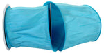 Load image into Gallery viewer, Extra-wide Florist Basics Dupioni Supreme Wired Edge Ribbon in vibrant Aqua, 4 inches wide by 10 yards, designed for oversized bows, tree toppers, luxury gift packaging, and event décor.
