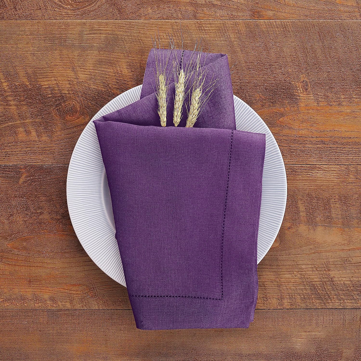 Hemstitched Table Linens (Purple Color)