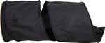 Load image into Gallery viewer, Extra-wide Florist Basics Dupioni Supreme Wired Edge Ribbon in vibrant Black, 4 inches wide by 10 yards, designed for oversized bows, tree toppers, luxury gift packaging, and event décor.
