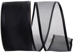 Load image into Gallery viewer, Charlize Sheer Satin Wired Edge Ribbon -- Black Color --- Various Sizes
