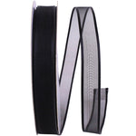 Load image into Gallery viewer, Charlize Sheer Satin Wired Edge Ribbon -- Black Color --- Various Sizes
