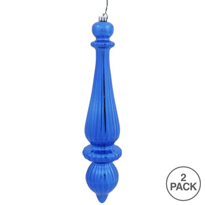 14" -- Blue Shiny -- Finial Drop Ornament (Pack of 2) by Vickerman®