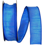 Load image into Gallery viewer, Full roll of Florist Basics Dupioni Supreme Wired Edge Ribbon in Blue, 1½ inch wide by 20 yards, ideal for wreath making, floral designs, holiday decorating, and elegant gift wrapping.
