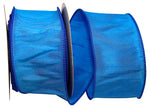 Load image into Gallery viewer, Florist Basics Dupioni Supreme Wired Edge Ribbon in Blue, 2½ inch wide by 10 yards, featuring a luxurious faux dupioni weave and sturdy wired edges perfect for wreaths, bows, and seasonal décor.
