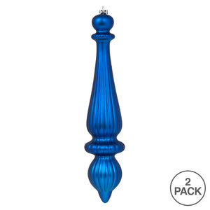 14" -- Blue Matte -- Finial Drop Ornament (Pack of 2) by Vickerman®