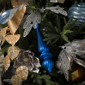 14" -- Blue Matte -- Finial Drop Ornament (Pack of 2) by Vickerman®