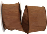 Load image into Gallery viewer, Florist Basics Dupioni Supreme Wired Edge Ribbon in vibrant Brown, 2½ inch wide by 10 yards, displaying its luxurious faux dupioni texture and flexible wired edges for decorative bows and wreaths.
