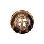 Load image into Gallery viewer, Mottled Brown Nylon 4-Hole Button in 27L 17mm showing a raised rim design with swirled tan and dark brown horn-effect pattern.
