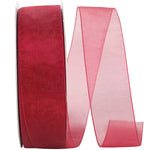 Load image into Gallery viewer, Chiffon Mono Sheer Ribbon -- Burgundy Color --- Various Sizes
