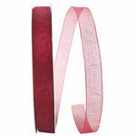 Load image into Gallery viewer, Chiffon Mono Sheer Ribbon -- Burgundy Color --- Various Sizes
