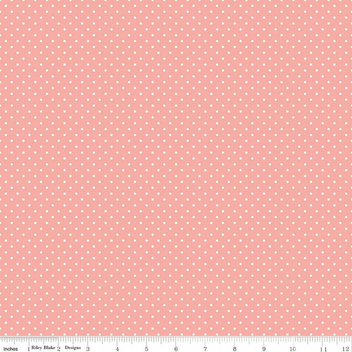 White Swiss (Polka) Dots - Apricot Blush Background Fabric, 100% Cotton, Ref. C670-APRICOTBLUSH , Swiss Dots Collection by Riley Blake Designs®