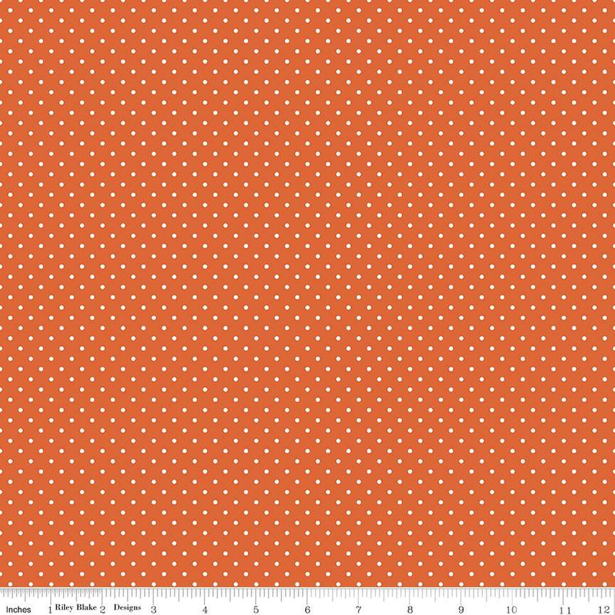 White Swiss (Polka) Dots - Autumn Background Fabric, 100% Cotton, Ref. C670-AUTUMN, Swiss Dots Collection by Riley Blake Designs®