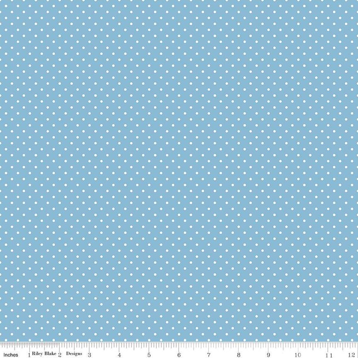 White Swiss (Polka) Dots - Celestial Background Fabric, 100% Cotton, Ref. C670-CELESTIAL, Swiss Dots Collection by Riley Blake Designs®