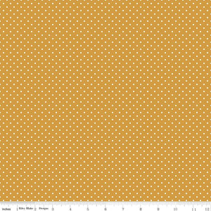 White Swiss (Polka) Dots - Golden Background Fabric, 100% Cotton, Ref. C670-GOLDEN, Swiss Dots Collection by Riley Blake Designs®