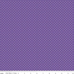 White Swiss (Polka) Dots - Iris Background Fabric, 100% Cotton, Ref. C670-IRIS, Swiss Dots Collection by Riley Blake Designs®