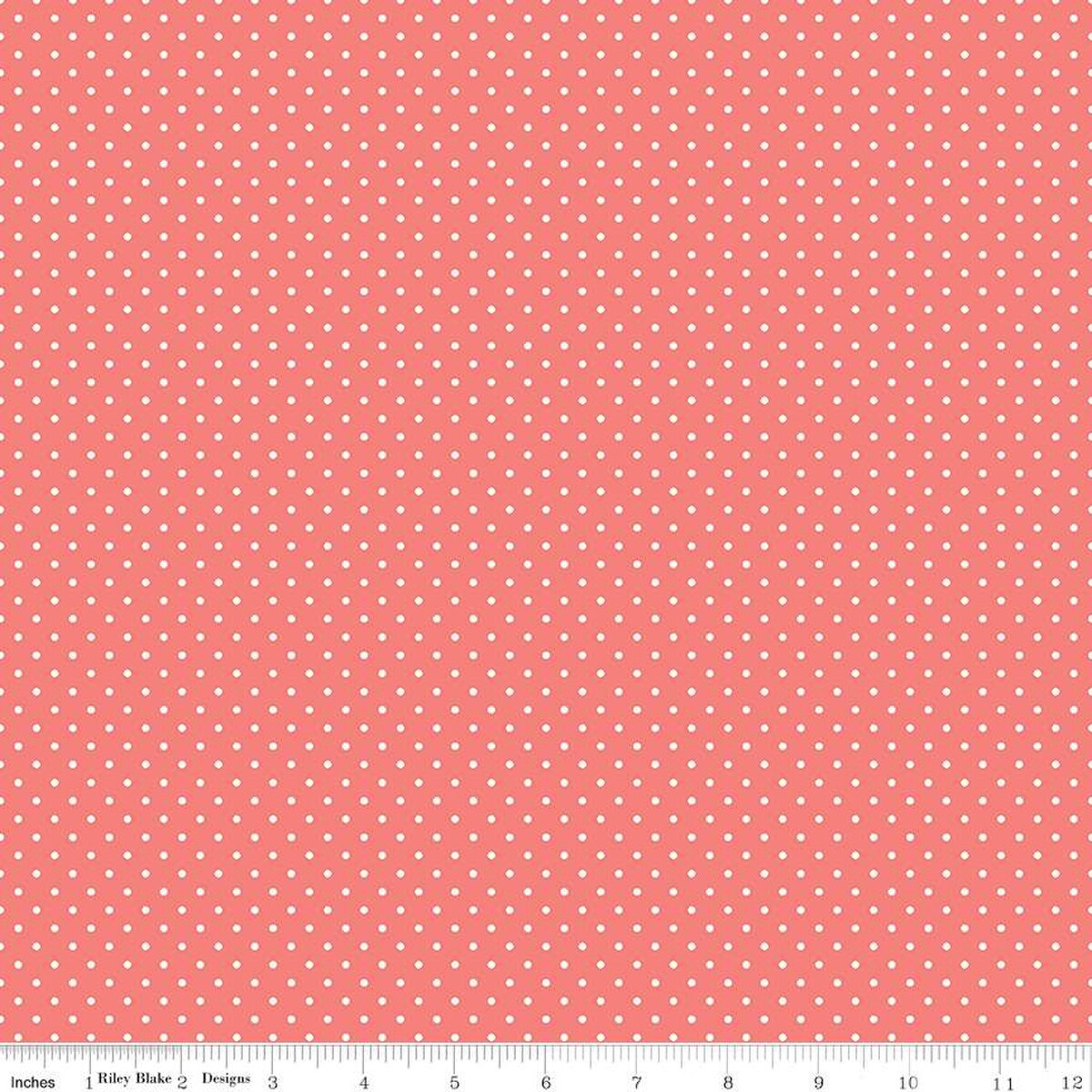 White Swiss (Polka) Dots - Lipstick Background Fabric, 100% Cotton, Ref. C670-LIPSTICK, Swiss Dots Collection by Riley Blake Designs®