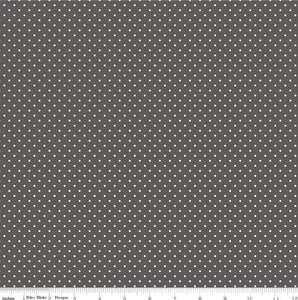 White Swiss (Polka) Dots - Shadow Background Fabric, 100% Cotton, Ref. C670-SHADOW, Swiss Dots Collection by Riley Blake Designs®