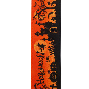 10 yards --- 2 ½ inch -- Halloween Street Scene Wired Edge Ribbon