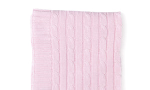 Cable Knit Baby Blanket -- 30 x 40 in - Pink Color