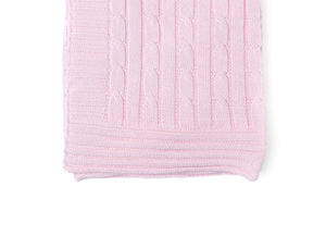 Cable Knit Baby Blanket -- 30 x 40 in - Pink Color