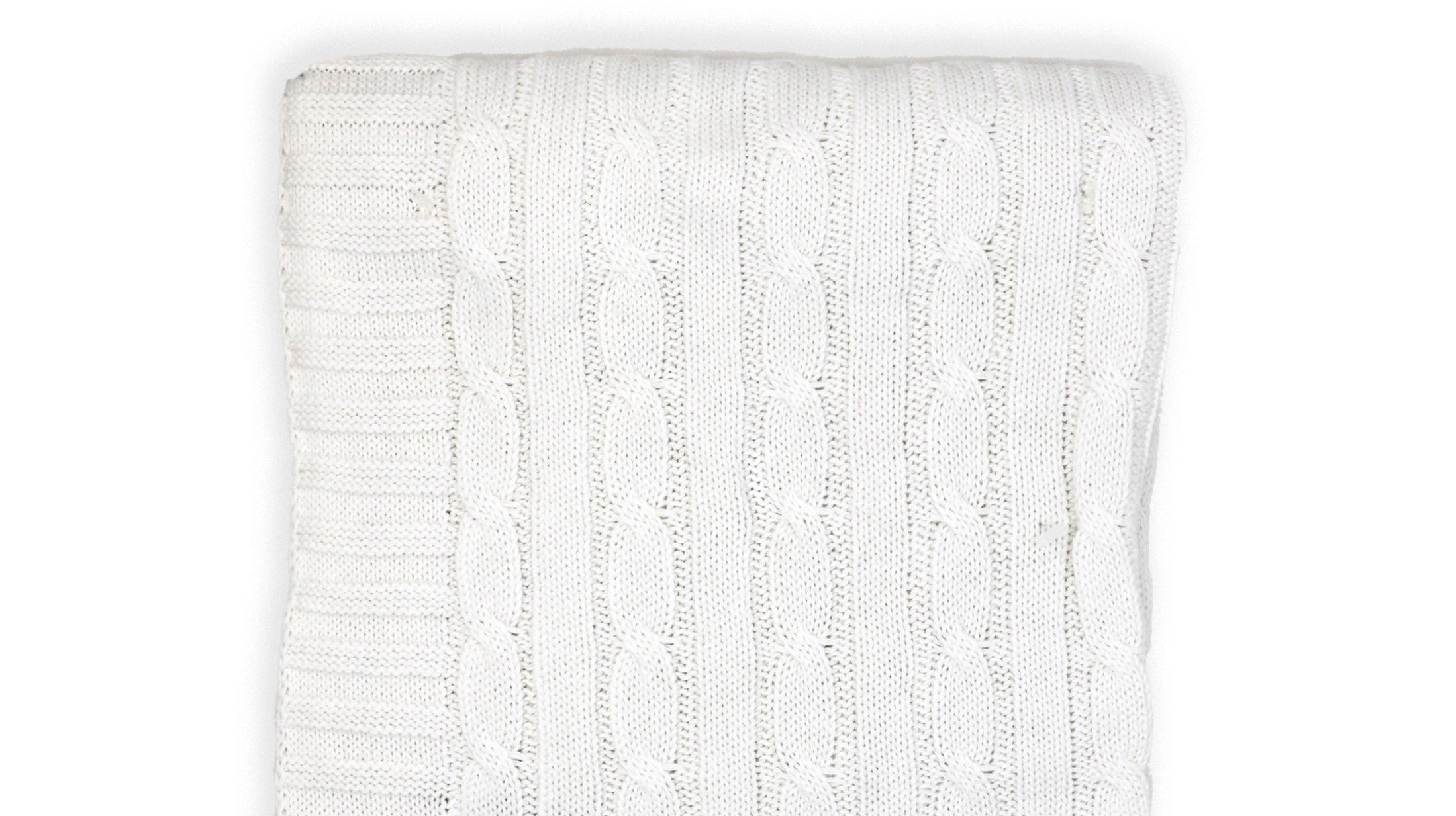 Cable Knit Baby Blanket -- 30 x 40 in - White Color