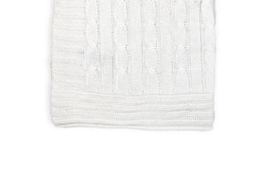 Cable Knit Baby Blanket -- 30 x 40 in - White Color