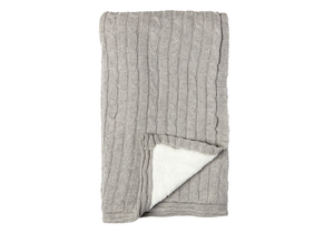 Cable Knit Sherpa Baby Blanket -- 30 x 36 in - Grey Color