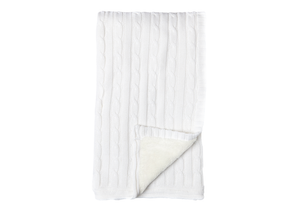 Cable Knit Sherpa Baby Blanket -- 30 x 36 in - White Color