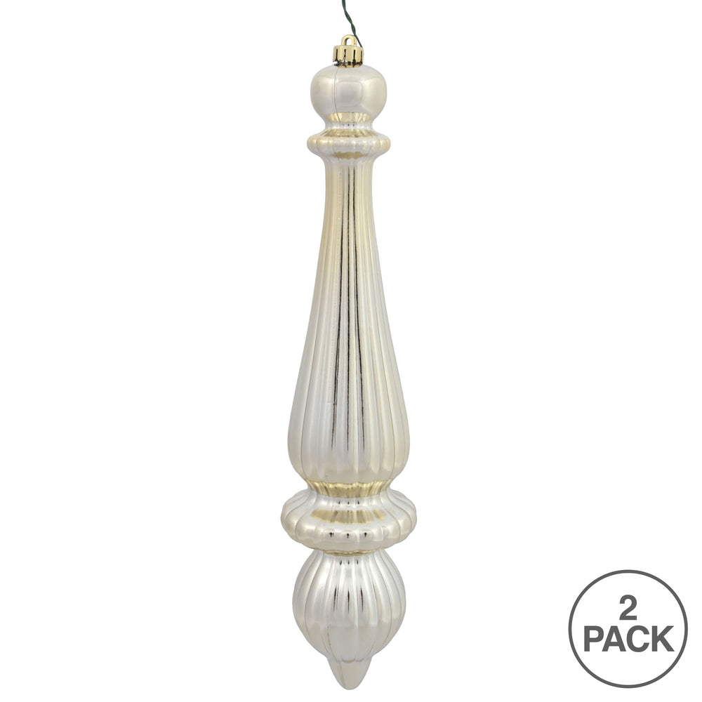 14" -- Champagne Shiny -- Finial Drop Ornament (Pack of 2) by Vickerman®