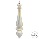 Load image into Gallery viewer, 14&quot; -- Champagne Shiny -- Finial Drop Ornament (Pack of 2) by Vickerman®
