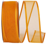 Load image into Gallery viewer, 50 yards --- 1 ½ inch -- Charlize Sheer Satin Wired Edge Ribbon (Torrid Orange Color)
