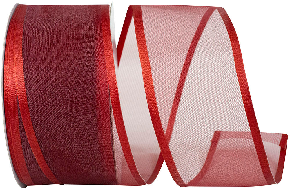 50 yards --- 2 ½ inch -- Charlize Sheer Satin Wired Edge Ribbon (Rust Color)