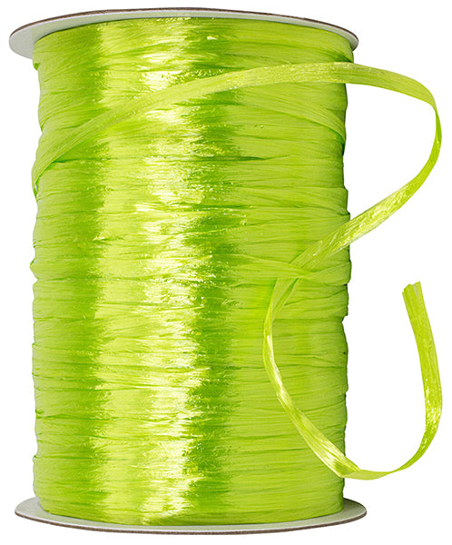 Premium - Pearl Finish Raffia Ribbon --- 1/4in x 100 yards --- Chartreuse Color