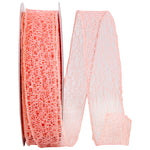Load image into Gallery viewer, Web Natural Wire Edge Ribbon -- Various Sizes --- Coral Color
